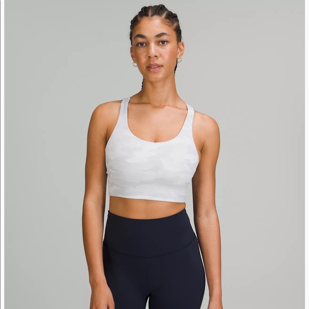 lululemon energy bra longline size 6 white camo